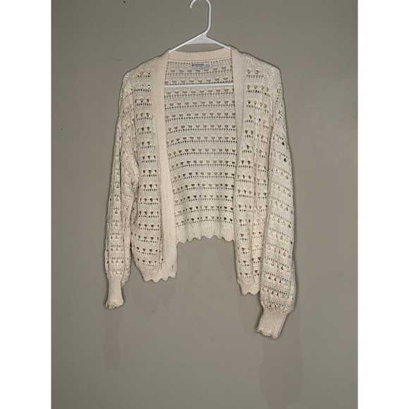 Stradivarius Crochet Knit Cardigan Sweater Lightweight Open Front Small Romantic - Picture 1 of 7